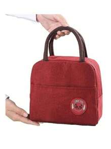 Unisex Nylon Waterproof Thermal Picnic Lunch Bag Gym Bag - 酒紅色 - 查看 2