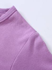 Bộ đồ ngủ in họa tiết hoạt hình màu tím cho bé gái, đồ ngủ cho mùa xuân và mùa thu - Màu tím - Xem 4