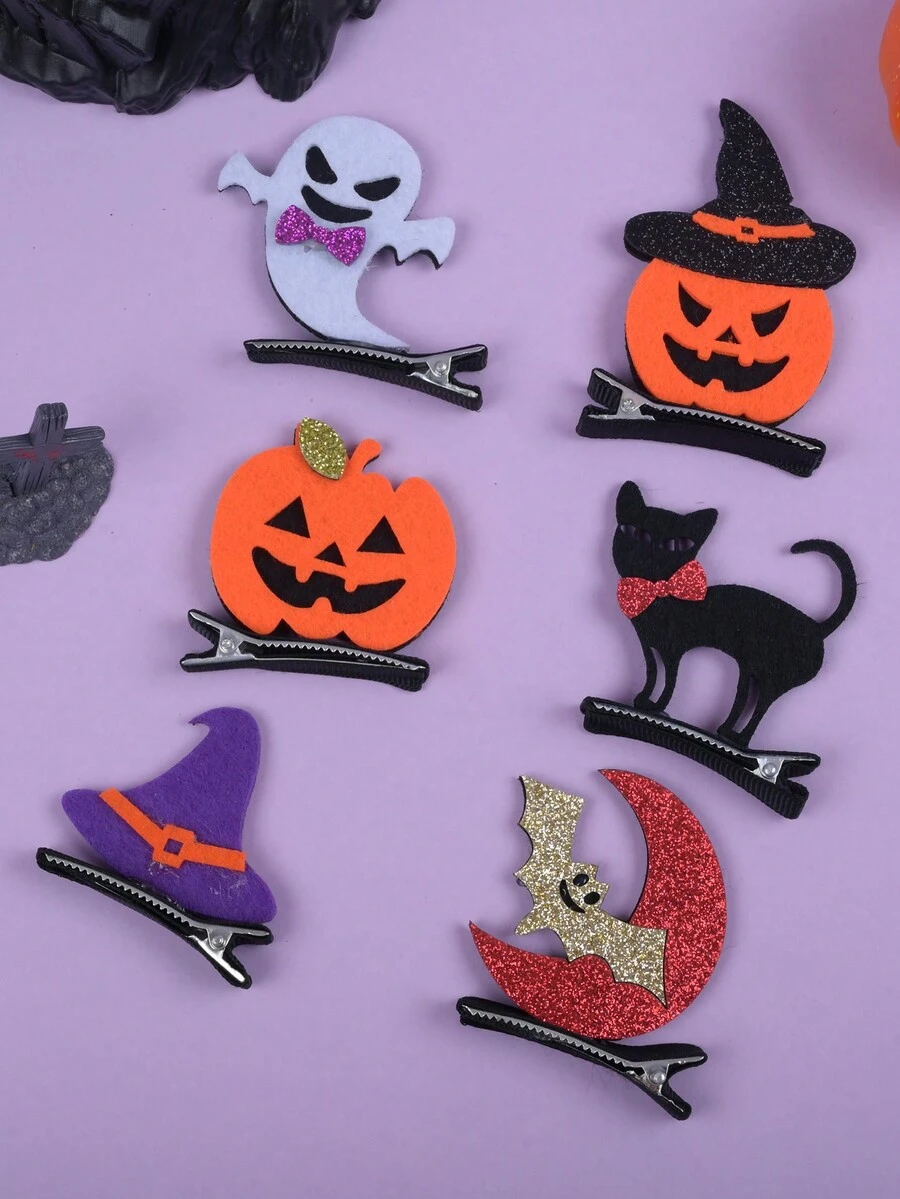 1 件万圣节装饰，儿童猫南瓜鬼 3D 发夹，女孩化妆派对装扮发饰，节日礼物 - 彩色 - 查看 1