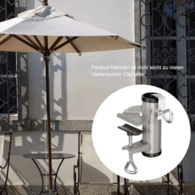 Hikeren Sonnenschirmhalter Klemme, Metall Balkonschirmhalter Schirmständer für Balkon, Terrasse oder Tischzaun Sonnenschirmklemme - Silber - Übersicht 3