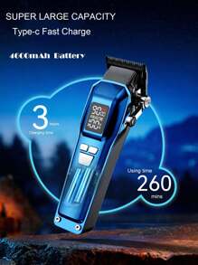 Kemei 科美 KM-2796 理发器 专业理发店理发机 RMM9000 高速可调理发机 新款理发器 电动修剪器 带可更换刀片 高品质 4600mAh 超大容量机器 送给男朋友的父亲生日礼物 - 藍色 - 查看 5