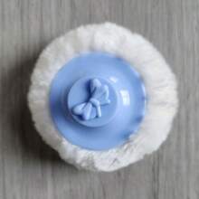 粉扑盒分体婴儿爽身粉盒包含婴儿和儿童用粉扑爱情人节 - 藍色 - 查看 3