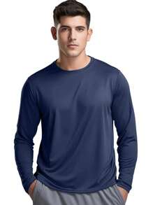 男士休闲圆领长袖 T 恤，多种颜色可选