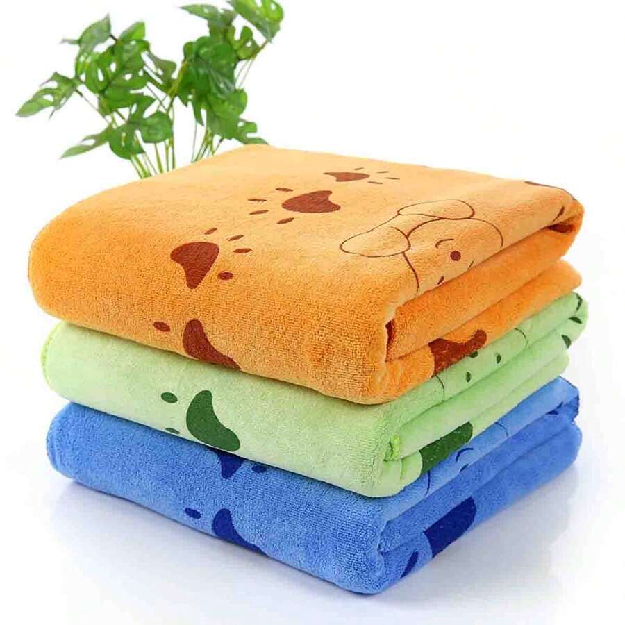 1PC Họa tiết gấu thỏ, Khăn nhiều màu, Khăn tắm mềm mại có in sợi dày và thô, Thấm nước tốt, Rất mềm mại và thân thiện với da - Nhiều màu - Xem 1