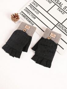 1 paar dames winter flip-top vingerloze handschoenen, dikke gebreide schrijf-/fiets outdoor handschoenen, Koreaanse stijl