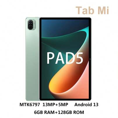 Tab Mi Pad5 Pro MTK 6797 处理器，最高 2.0 GHz 10 核，Android 13 10.1 英寸平板电脑，6GB RAM+128GB ROM，1280 * 800 触摸屏，双摄像头 5MP+13MP，BT 5.0，6000mAh，5G/2.4G WiFi