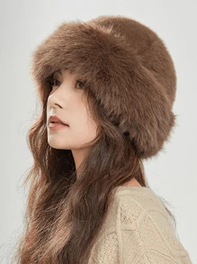 1件/2件，女士冬季毛绒渔夫帽，女士时尚厚帽子，冬季保暖帽，可搭配羊毛大衣，冬装冬装 - A - 查看 5