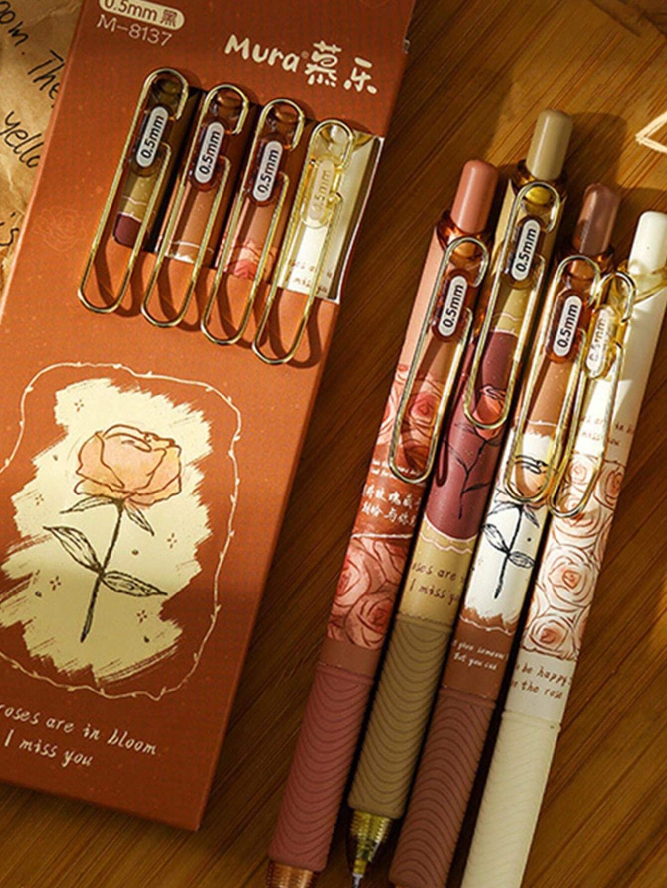 Mu Le Rose And Poetry, Simple And HighValue, Press Gel Pen, Plant