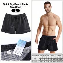 男友风格男士短裤运动休闲跑步冲浪游泳沙滩裤速干短裤 39 英寸 - 44 英寸多个口袋 - 黑色 - 查看 5