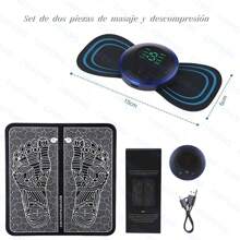 Juego de masajeador eléctrico de dos piezas, masajeador de hombros, cuello y espalda, masaje de pies, recargable, adecuado para uso en el hogar y la oficina, alivia el estrés y relaja los músculos - Negro - Ver 1