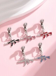 1pc Gun Shaped Fake Belly Button Ring, Fashionable Non-Piercing Belly Button Clip For Daily Wear