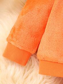 2pcs Baby Boy Pumpkin & Ghost Print Fleece Pullover & Set, Autumn - Orange - View 3