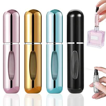 4pcs Portable Perfume Atomizers - Refillable Travel Perfume Bottles 5ml Spray Bottles - Refillable Mini Perfume Bottles - Refillable Leak-Proof Travel Perfume Atomizers
