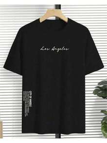 Men's Los Angeles T-Shirt Launch Streetwear Promotion Shirt - 黑色 - 查看 1