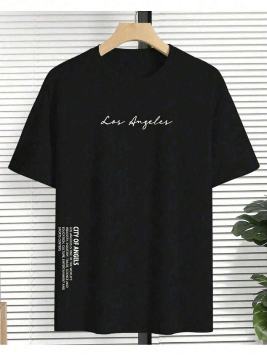 Men's Los Angeles T-Shirt Launch Streetwear Promotion Shirt - 黑色 - 查看 1