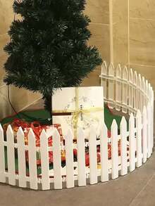 1pc hàng rào trang trí cây thông Noel bằng nhựa màu trắng, bền và dễ sử dụng cho trang trí nhà và vườn ngày lễ - trắng - Xem 6