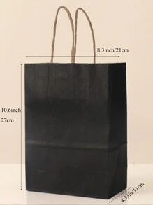 20 个黑色万圣节带手柄牛皮纸袋 - 100% 外卖袋，适用于企业、零售、杂货、精品用品、包裹、包装和家庭厨房用品，圣诞节情人节 - 黑色 - 查看 5