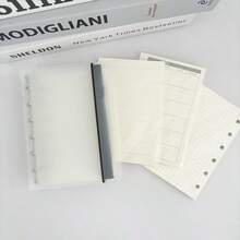 A7 透明活页夹笔记本，月度/点/网格/线活页夹日记本，A7 DIY 环形日记本手册 - 無色 - 查看 3