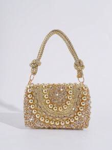 Sparkling Rhinestone Decorated Handbag, Elegant Evening Clutch Purse, Fashionable Formal Party Bag For Women, Glamorous Rhinestone Bag