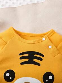 Baby Boy Adorable Animal 3D Print Long Sleeve Romper, For Fall/Winter