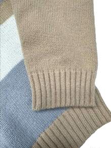 男士拼色圆领毛衣，秋冬