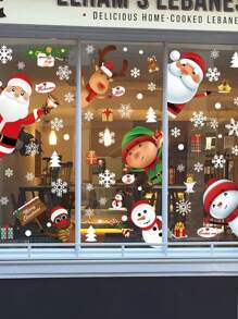 1set Christmas Decorations, Winter Glass Window Stickers, Christmas Window Sticker, Snowflake Christmas Decor, Holiday Window Decals, Winter Decorations, For Cafe & Retail Store Windows