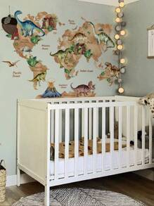 1 set Pegatinas de pared con diseño de volcán, animales y dinosaurios del bosque para decoración de sala de estar, dormitorio, estudio. Decoraciones de primavera, artículos decorativos festivos, regalos de cumpleaños y graduación para renovar su hogar
