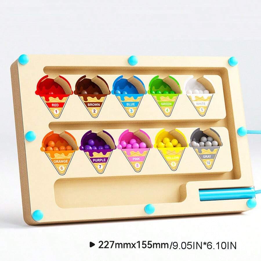 Wooden Kids' Number & Color Sorting Maze Toy - Early Learning Puzzle ...
