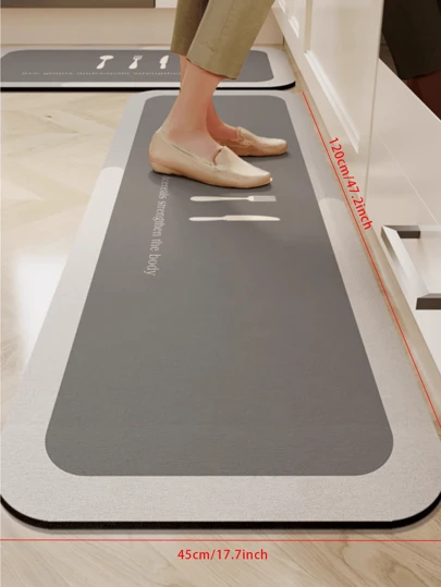 1 pieza Alfombra de piso de cocina, alfombra de cocina antifatiga, antideslizante e impermeable, alfombra de cocina cómoda para estar de pie, alfombra de piso resistente a las manchas, lavable, alfombra absorbente para la entrada, baño y decoración de habitación