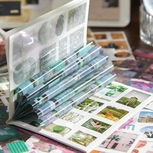 10 pezzi Adesivi, 5 pezzi Adesivi in PET, 5 pezzi Adesivi decorativi per diario creativo in carta Washi, Libro di adesivi in carta Washi per riviste