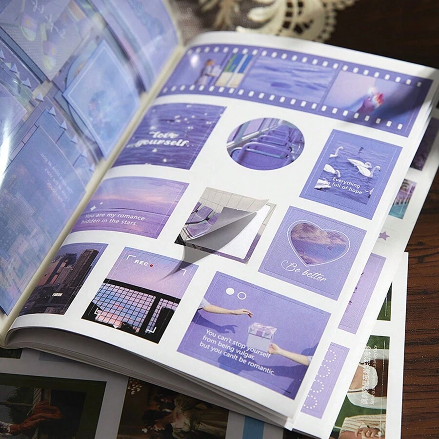 10 pezzi Adesivi, 5 pezzi Adesivi in PET, 5 pezzi Adesivi decorativi per diario creativo in carta Washi, Libro di adesivi in carta Washi per riviste