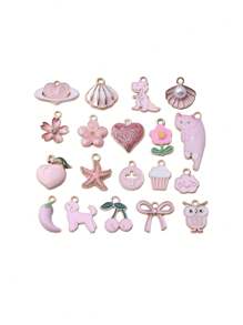 10-200 件随机混合时尚 3D 锌合金油滴卡通可爱昆虫、动物、植物、花卉、蝴蝶结吊坠、耳环、项链、手链、钥匙扣、发夹、包包挂件、手机挂件 DIY 珠宝配件 - 卡通可愛吊墜 - 查看 6