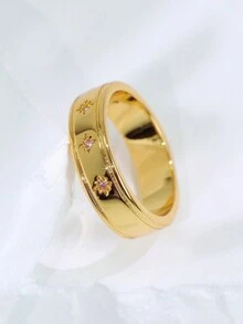 Charm-In 1 件金色星形粉红锆石戒指，适合女性的日常珠宝和圣诞礼物 - 粉色 - 查看 2