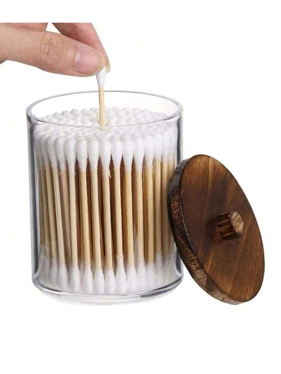 MahMir Bathroom Jars Qtip Holder, Apothecary Jars, Acrylic Cotton Ball Holder, Clear Bathroom