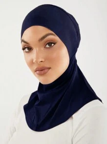 1 件女士莫代尔头巾纯色头巾 Abaya 配饰日常下帽柔软头巾，女士面纱 - A - 查看 2