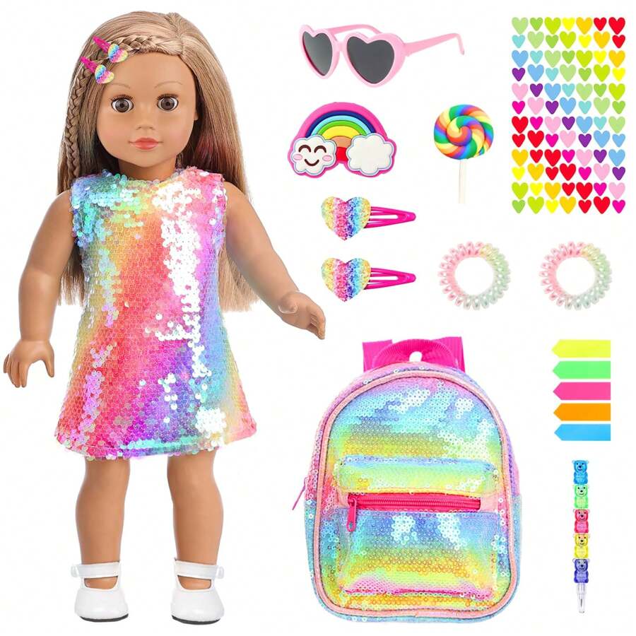 14 Pcs American 18 Inch Girl Doll Accessories School Supplies Set ...