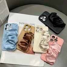 1pc Fashionable Phone Case With Embossed Butterfly + Scarf Wrist Strap - Blue - View 6