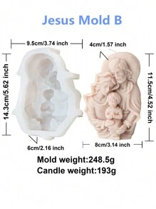 3D 耶稣与圣母圣家蜡烛硅胶模具玛丽抱着婴儿树脂雕像模具手工工艺品用品家居装饰 - 白色 - 查看 3