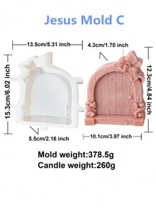 3D 耶稣与圣母圣家蜡烛硅胶模具玛丽抱着婴儿树脂雕像模具手工工艺品用品家居装饰 - 白色 - 查看 4