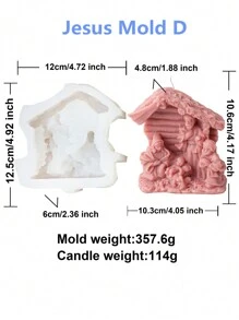 3D 耶稣与圣母圣家蜡烛硅胶模具玛丽抱着婴儿树脂雕像模具手工工艺品用品家居装饰 - 白色 - 查看 5