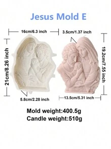 3D 耶稣与圣母圣家蜡烛硅胶模具玛丽抱着婴儿树脂雕像模具手工工艺品用品家居装饰 - 白色 - 查看 6