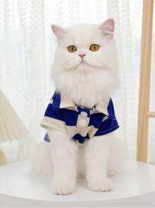 1Pc Dog Shirt Fashionable Striped Pet Lapel T-Shirt Breathable Comfortable Cats Two-Leg Pullover Pet Supplies