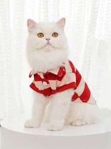 1Pc Dog Shirt Fashionable Striped Pet Lapel T-Shirt Breathable Comfortable Cats Two-Leg Pullover Pet Supplies