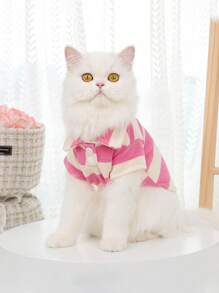 1Pc Dog Shirt Fashionable Striped Pet Lapel T-Shirt Breathable Comfortable Cats Two-Leg Pullover Pet Supplies