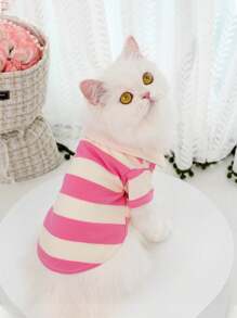 1Pc Dog Shirt Fashionable Striped Pet Lapel T-Shirt Breathable Comfortable Cats Two-Leg Pullover Pet Supplies