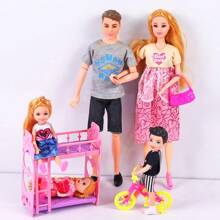 UCanaan Family Dolls Set Of 6 People With Dad Pregnant Mom 3 Kids And Baby Boy In Mommy's Tummy And 70 Pcs Accessories For Education And Birthday Day Gift - 灰色 - 查看 3