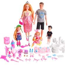 UCanaan Family Dolls Set Of 6 People With Dad Pregnant Mom 3 Kids And Baby Boy In Mommy's Tummy And 70 Pcs Accessories For Education And Birthday Day Gift - 灰色 - 查看 4