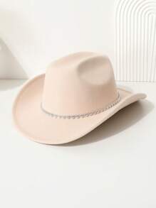 1 peça feminina boêmia retrô rua chique coração strass decorado boné de cowgirl ocidental, adequado para primavera, verão, outono e inverno, chapéu de festa casual