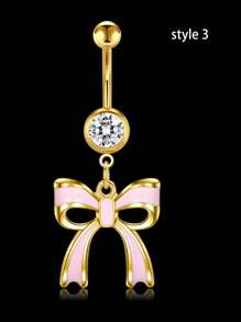 1 chiếc khuyên rốn bằng thép không gỉ đính đá Zirconia 14G, khuyên rốn hình trái tim và bướm đính đá Zirconia 14G ít gây dị ứng, trang sức Giáng sinh và Halloween cho nữ và bé gái. - Nhiều màu - Xem 24