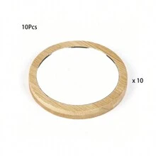 1/10 Stück, tragbarer Holzspiegel für Reisen und unterwegs - kompakter runder Spiegel für handliche Schönheitsretuschen - braun - Übersicht 9